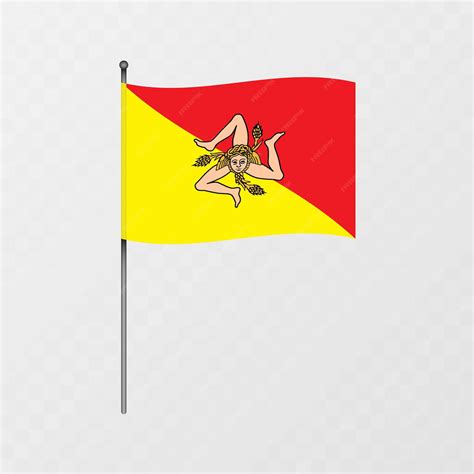 Premium Vector | Sicily region flag on flagpole Vector illustration