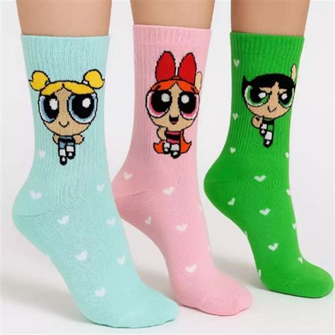 Meia Das Meninas Super Poderosas - Meias Divertidas Meia Meninas Super Poderosas Algodão Meia Cano Alto 35 ...