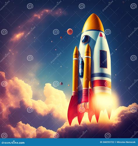 Space Rocket Generative Ai Illustration Stock Illustration
