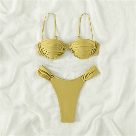 Custom Solid Sexy Micro Two Piece Bikini Set For Women