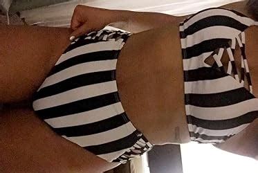 Amazon CUPSHE Fashion Women S Stripe Printing High Waisted Padding Bikini Set Beach Bathing