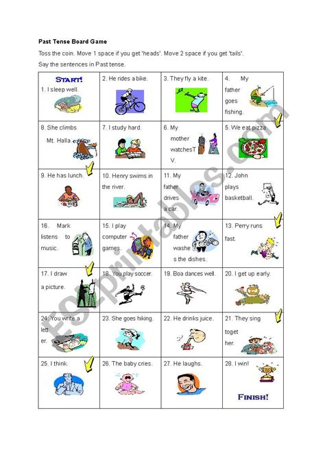 Simple Past Tense Board Game Esl Worksheet By Sptense