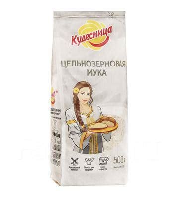 Мука цельнозерновая Кудесница 500 г, в наличии. Цена: 75₽ во Владивостоке
