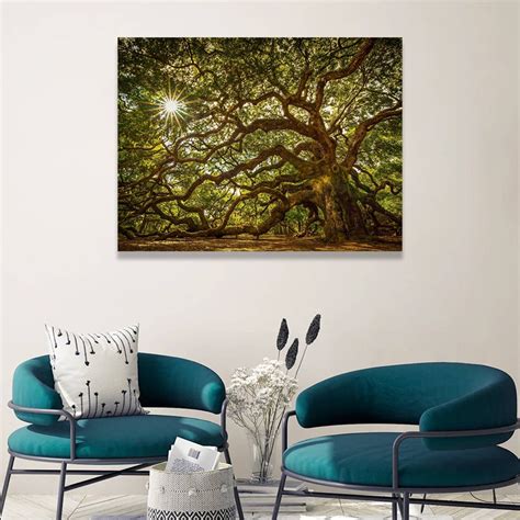 Old Oak Tree Sunlight Canvas Wall Art Canvas Man Cave Art Home Decor