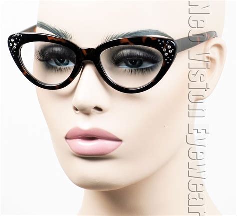 Large Rhinestone Cat Eye Pinup Vintage Style Clear Reading Reader