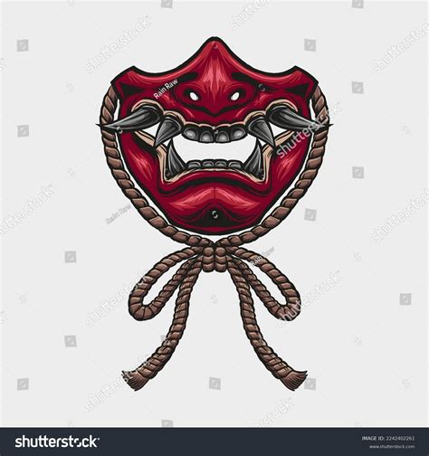Japanese Oni Mask Rope Stock Vector (Royalty Free) 2242402261 ...
