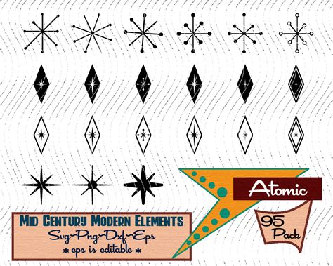 Atomic Designs Mid-century Modern 95 Design Elements Retro - Etsy