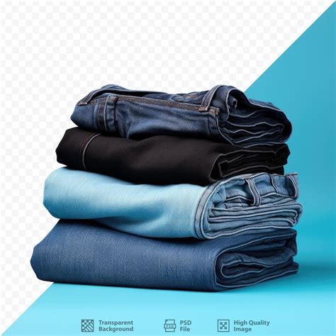 Uma Pilha De Jeans Fundo Azul Que Diz Tp PSD Premium