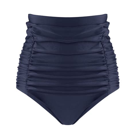 Relleciga Women S High Waisted Ruched Bikini Bottom With Tummy Control