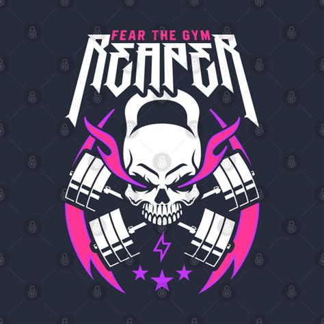Fear The Gym Reaper (Kettlebell Skull Cross Barbell) Funny Fitness Pun ...