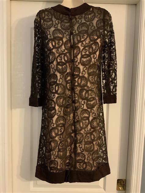 Vintage Elinor Gay Original Brown Sheer Lace Nude S Gem