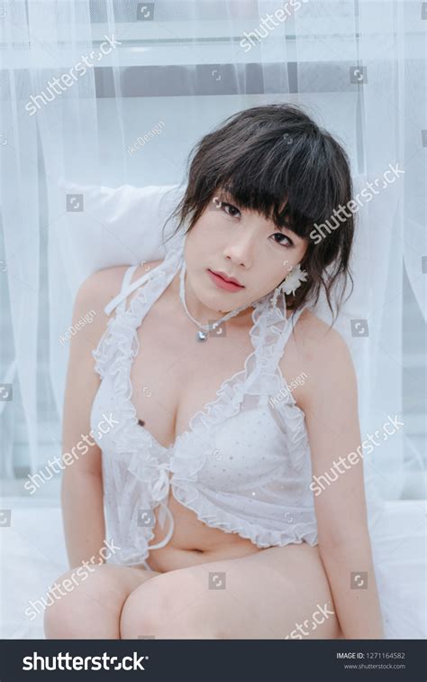 Sexy Woman White Lingerie On Bed Stock Photo 1271164582 Shutterstock
