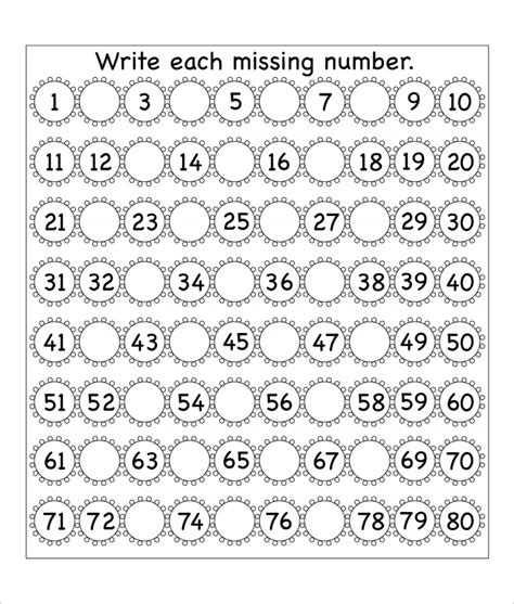 kindergarten missing numbers worksheets printable word searches