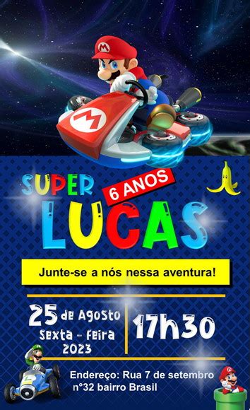 Convite Digital Mario Kart Elo Produtos Especiais