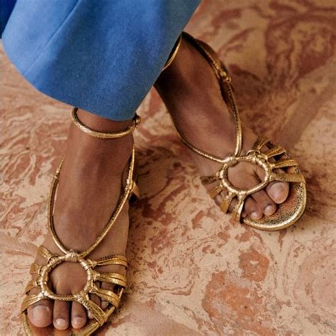 Sezane Shoes Iso Sezane Gold Gloria Strappy Sandals Heels 38 Poshmark