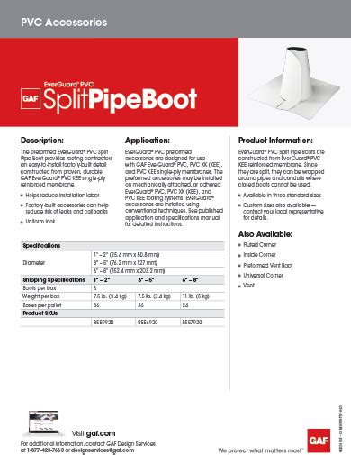 Everguard Pvc Split Pipe Boots Gaf Commercial Roofing