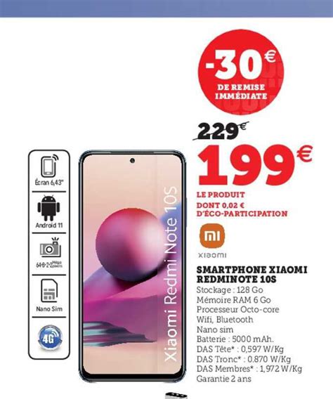 Promo Smartphone Xiaomi Redminote 10s Xiaomi Chez Hyper U ICatalogue Fr