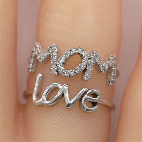 Mom Ring Love Ring Sterling Silver Mothers Ring Love Etsy