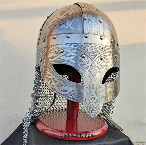Viking Etched Gjermundbu Helmet | Authentic Nordic Warrior Armor Helmet ...
