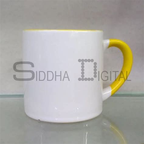 Plain Ceramic Oz Yellow Handle Sublimation Mug For Drinkware