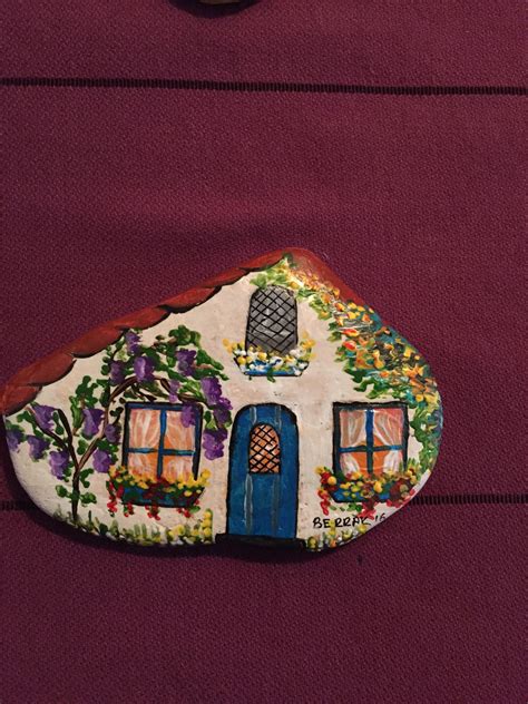 Painted Rock Cottage Rock Painting Patterns Rock Painting Designs