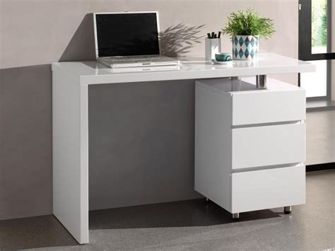 Bureau Design Avec 3 Tiroirs Blanc Laqué En Bois Mdf 120 Cm De Largeur