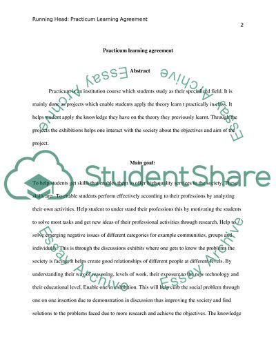 Practicum Learning Agreement Assignment Example Topics And Well