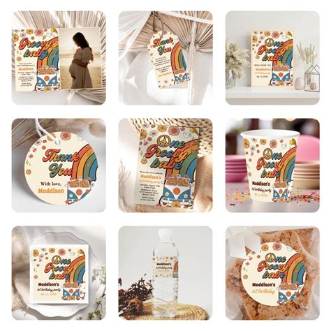 One Groovy Babe Retro Rainbow St Birthday Party Invitation Zazzle