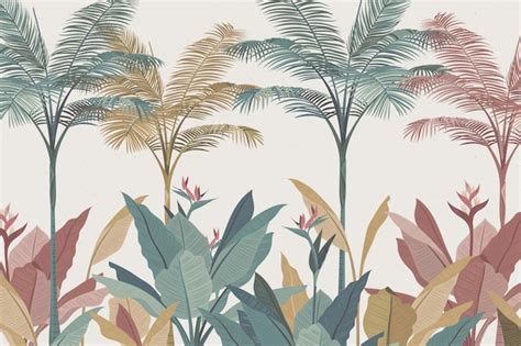 Free Vector | Tropical mural wallpaper