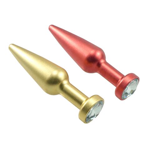 Dia Mm Length Mm Metal Colorful Tapered Tip Anal Butt Plug Insert Jewel Fetish Sex Toys For