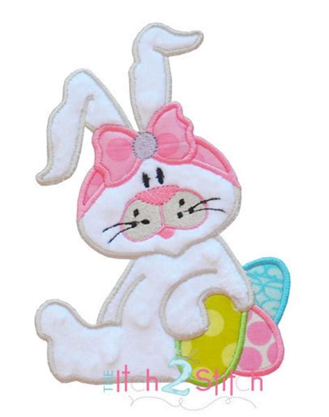 Easter Bunny Applique Design For Machine Embroidery Hoop