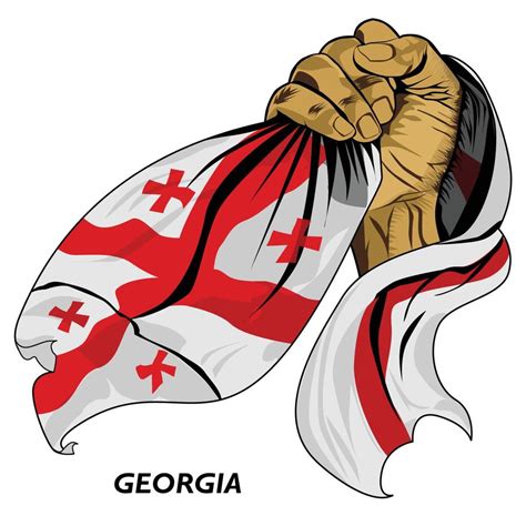 Fisted Hand Holding Georgian Flag Vector Illustration Of Hand Lifted