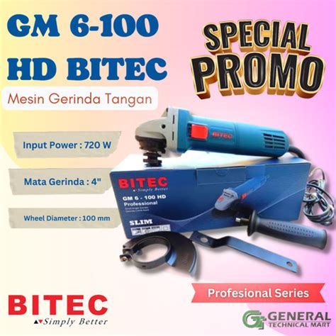 Jual Gerinda Tangan BITEC GM6 100HD 4 Angle Grinder GM 6 100 HD