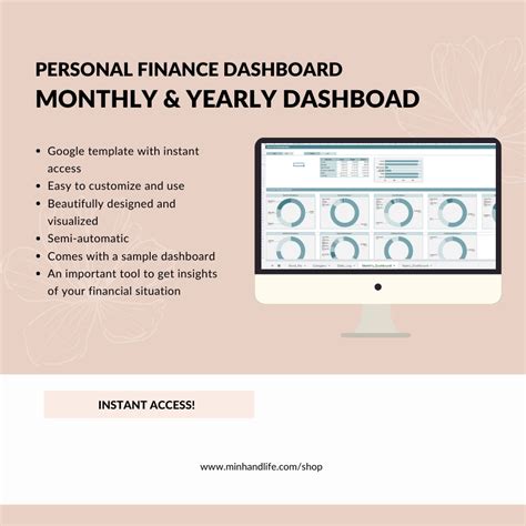 monthly yearly budget dashboard template basic version minh life