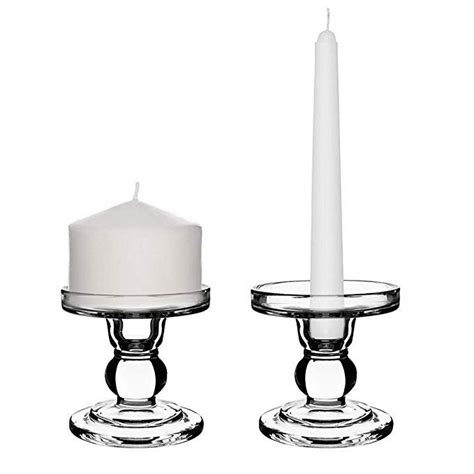 Sidith Clear Glass Pillar Candle Holder Dual Use Taper Candle Stand For Pillar Or