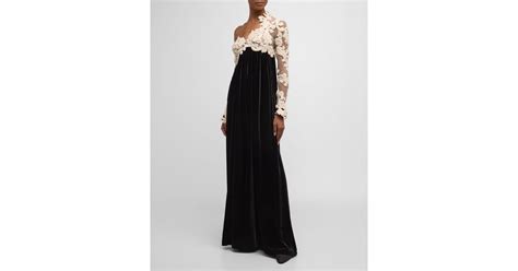 Zimmermann Sensory Velvet Sheer Bodice Gown In Black Lyst