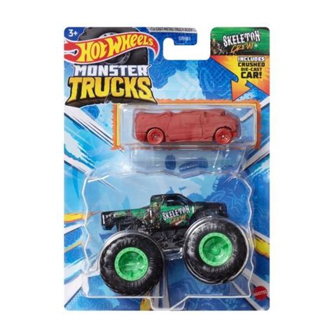 Hot Wheels Set 2 Masinute Hot Wheels Monster Truck Si Masinuta Metalica Skeleton Crew