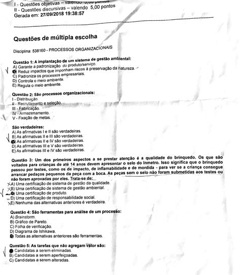 Prova Processos Organizacionais Processos Organizacionais