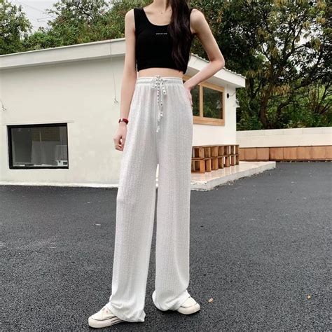 kilyph highwaist drawstring pants bark crepe wide leg stretchable
