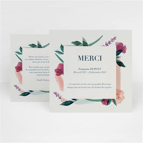 lot de cartes de remerciement deces aquarelle floral rv cmxcm