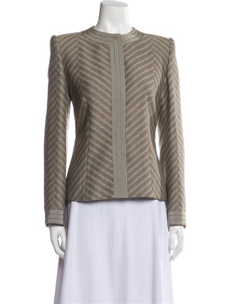 Armani Collezioni Striped Jacket Neutrals Jackets Clothing