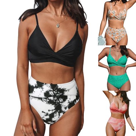 Women S Split Sexy Bikini Fashion High Waist Bra Padded No Steel Bra Swimsuit New Skin