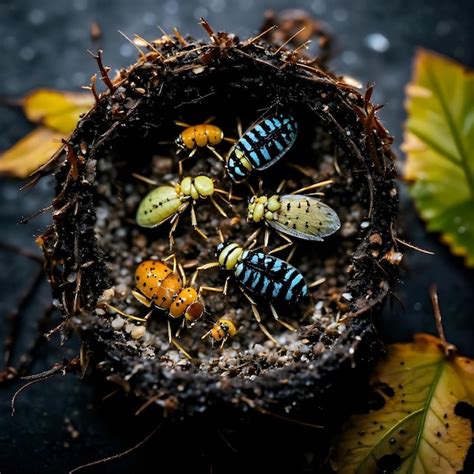 Premium Photo A Nest Of Bees Has A Nest In The Middle Of It
