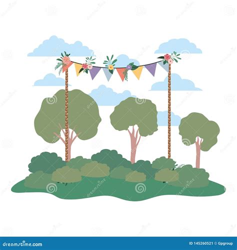 Plantas De Los Rboles Con El Icono Aislado Paisaje Ilustraci N Del