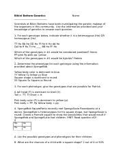 Spongebobgeneticswsword Docx Bikini Bottom Genetics Name Scientists At Bikini Bottoms Have