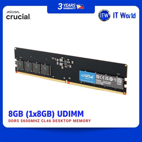 CRUCIAL 8GB DESKTOP DDR5 5600 MHZ UDIMM MEMORY (CT8G56C46U5)