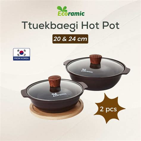 Jual Ecoramic Ttukbagei Hot Pot Set 20 24 CM Panci Shabu Shabu Anti Lengket Tahan Gores