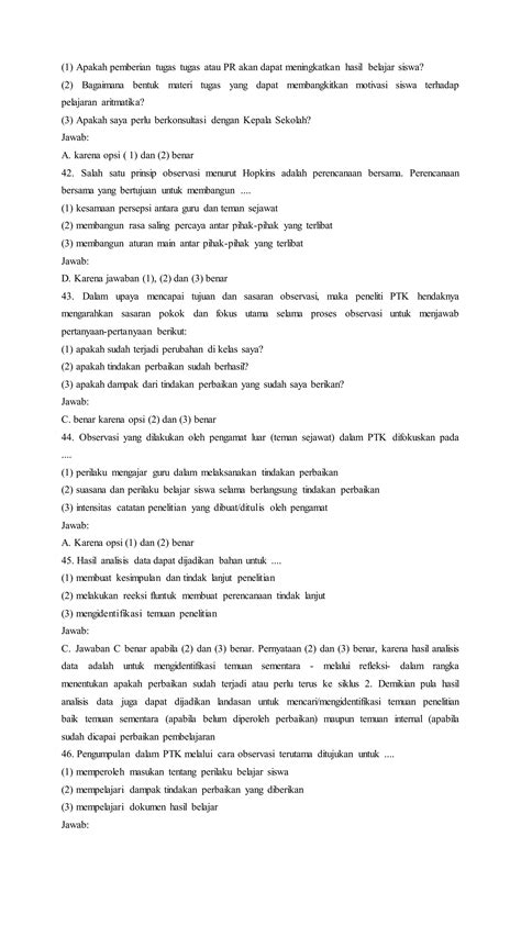 Soal Ujian Ut Pgsd Idik Penelitian Tindakan Kelas Pdf