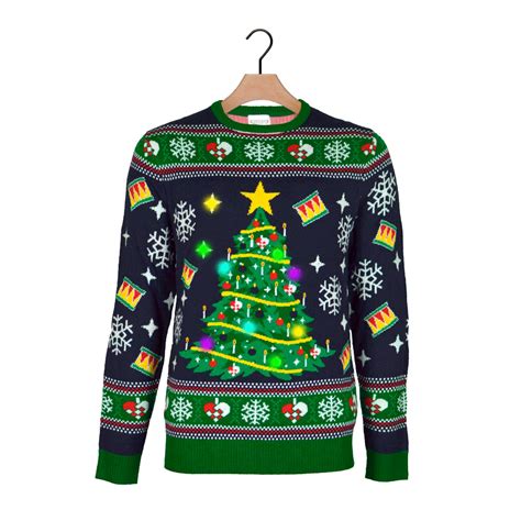 Blue Led Light Up Christmas Jumper With Christmas Tree Christmas