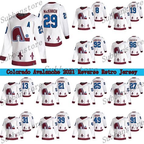 Colorado Avalanche 2021 Reverse Retro Jersey Quebec Nordiques 8 Cale ...